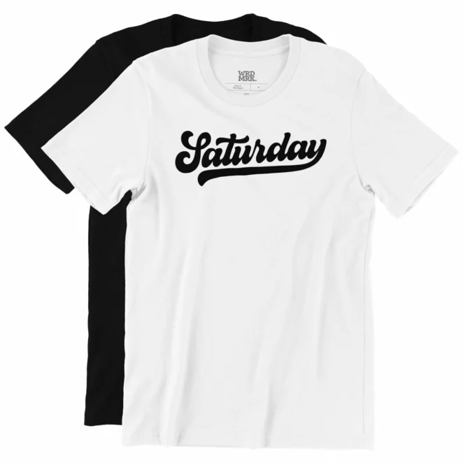 Saturday T-Shirt (cursive) color variations