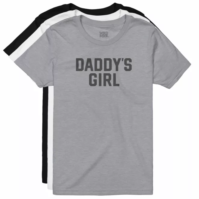 DADDY'S GIRL youth t-shirts in three color variations