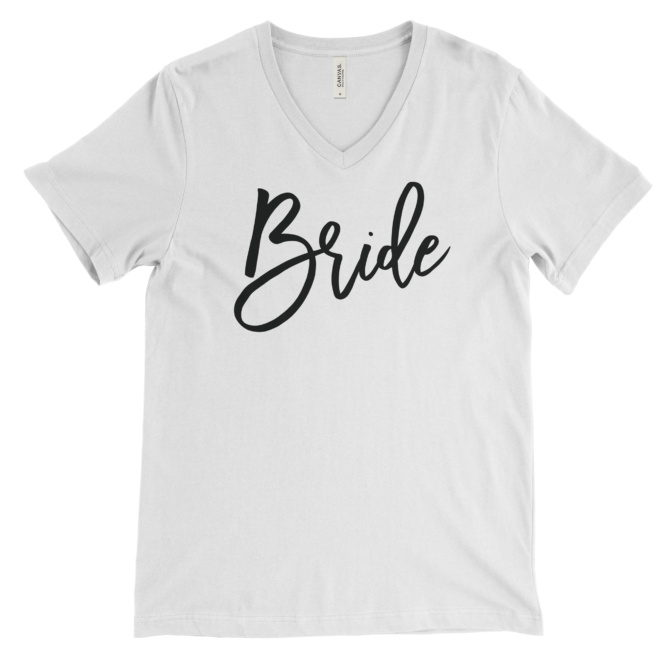 Bride v-neck t-shirt in white