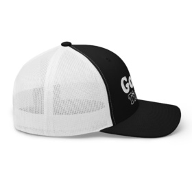 Good Times retro trucker hat black and white right