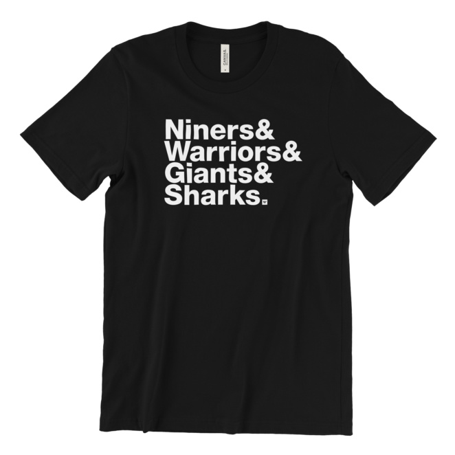 Niners & Warriors & Giants & Sharks black tshirt