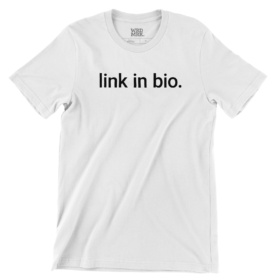 link in bio. white t-shirt