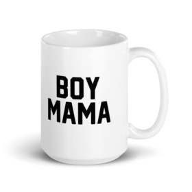 Boy Mama white glossy mug 15oz