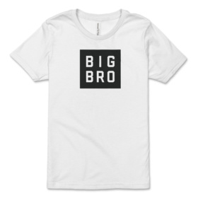 White youth tee with BIG BRO printed in black box