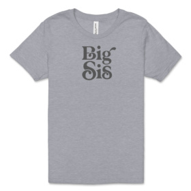 Gray youth tshirt with Big Sis word art in white
