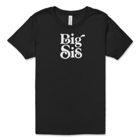 Black youth tshirt with Big Sis word art in white