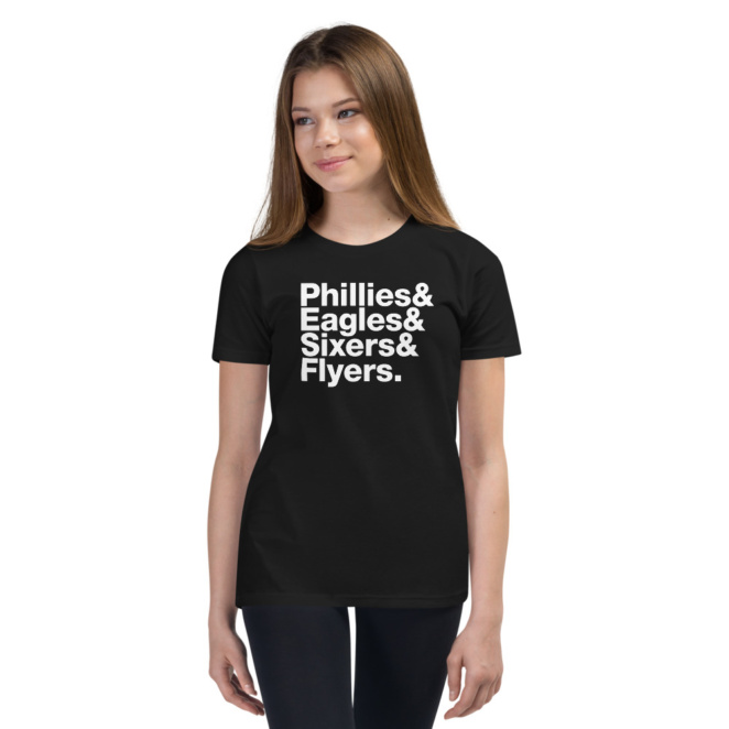 Philadelphia Sports Teams Kids T-Shirt: Phillies Eagles 76ers Flyers -  WRDMRK