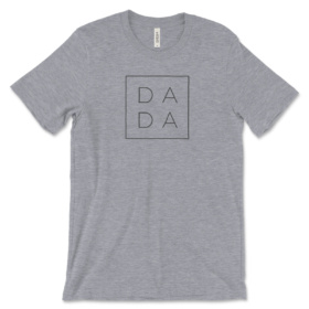 Heather Gray t-shirt that spells DADA in two lines