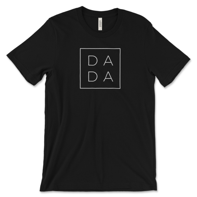 Black t-shirt that spells DADA in two lines