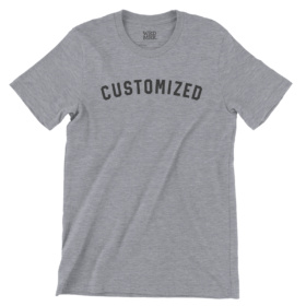 CUSTOMIZED curved text on gray shirt