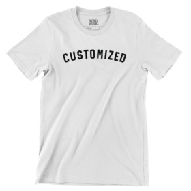 CUSTOMIZED curved text on white shirt