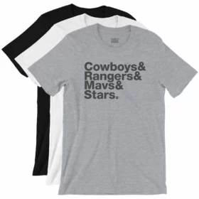 Dallas Teams List T-Shirt color variations