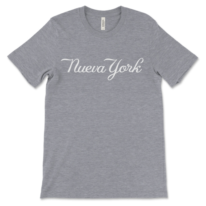 Gray shirt that says Nueva York