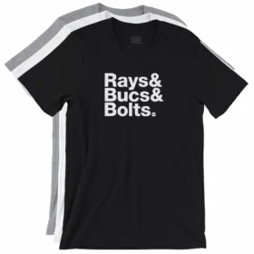 Rays& Bucs& Bolts. T-Shirts in three color variations