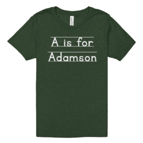 A is for Adamson heather green kids t-shirt