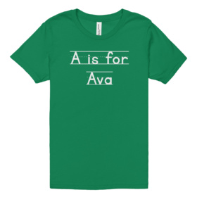 A is for Ava green kids t-shirt