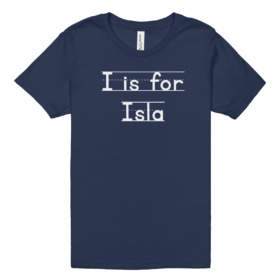 I is for Isla navy kids t-shirt