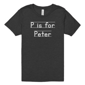 P is for Peter dark gray heather kids t-shirt