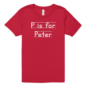 P is for Peter red kids t-shirt
