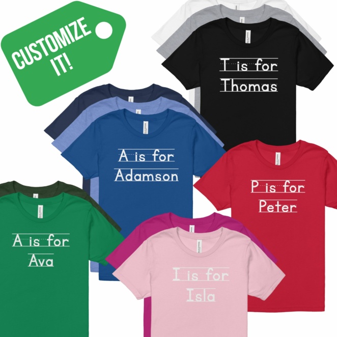 Customize It! 11 different color t-shirts to customize with a name