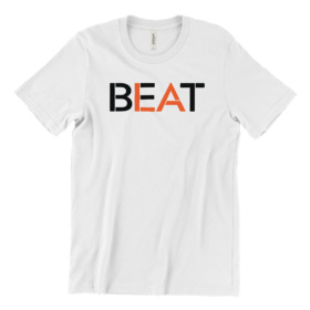 White t-shirt with BEAT LA print in stencil font
