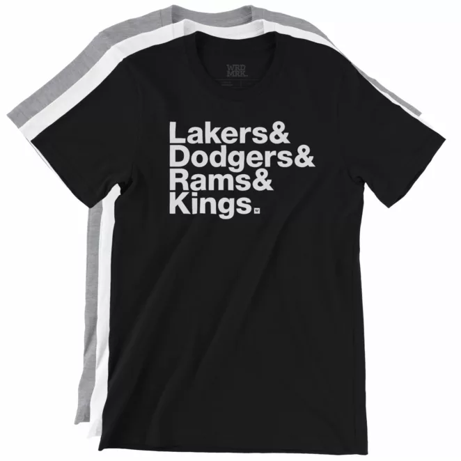 Lakers Dodgers Rams Kings List T-Shirts Color Variations