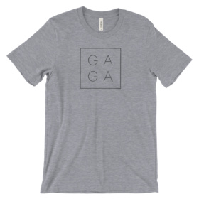 Heather gray GAGA stacked letters tee