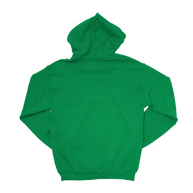 Back side of green hoodie