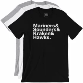 Seattle Teams Ampersand Names List T-Shirt color variations