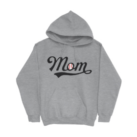 heather gray hoodie with Baseball Mom design