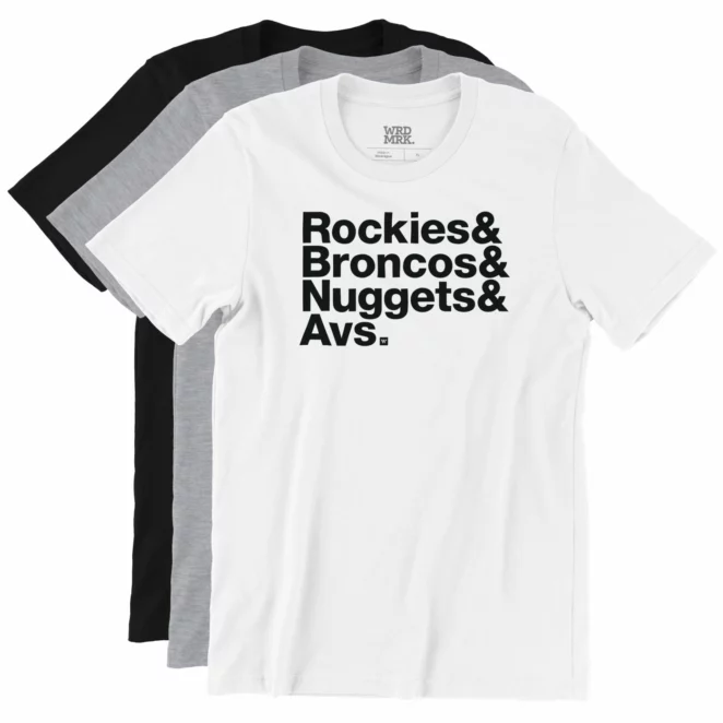 Rockies & Broncos & Nuggets & Avs T-Shirts Color Variations