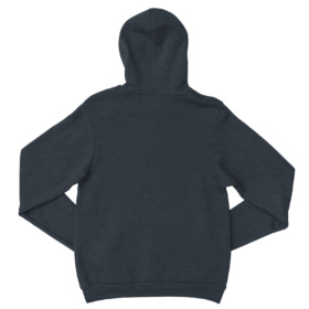 Back of navy heather hoodie
