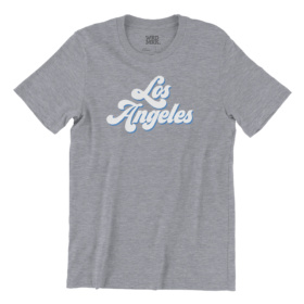 Los Angeles retro/vintage font design on gray heather tshirt