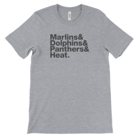 Marlins & Dolphins & Panthers & Heat. gray heather t-shirt