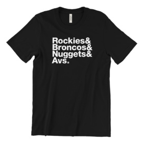 Rockies & Broncos & Nuggets & Avs. black t-shirt