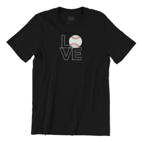 LOVE t-shirt with O as a baseball black
