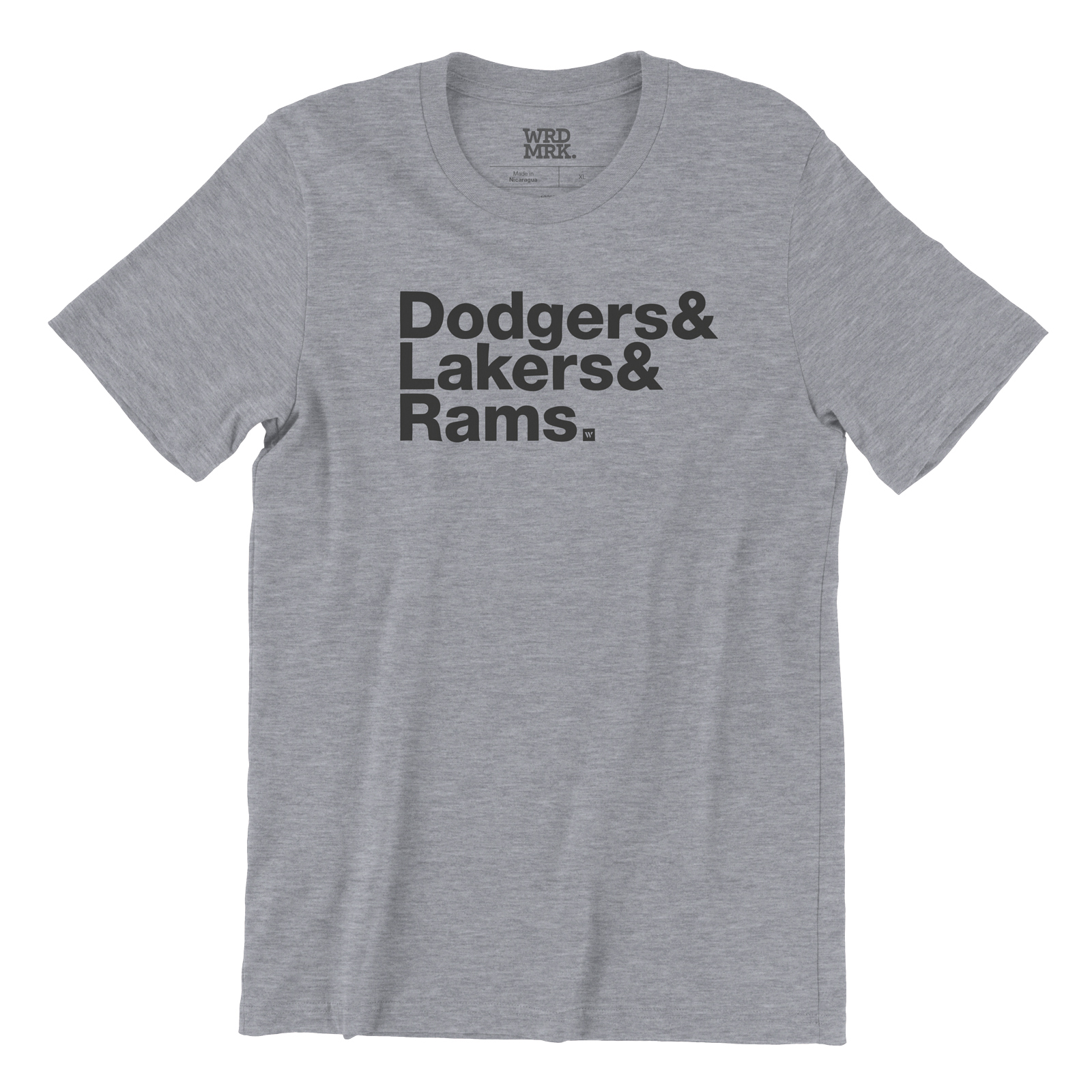 Dodgers & Lakers & Rams. T-Shirt - Wrdmrk - Los Angeles Sports Teams Ampersand - Short Sleeve Cotton Tee (Gray Heather, 4XL)