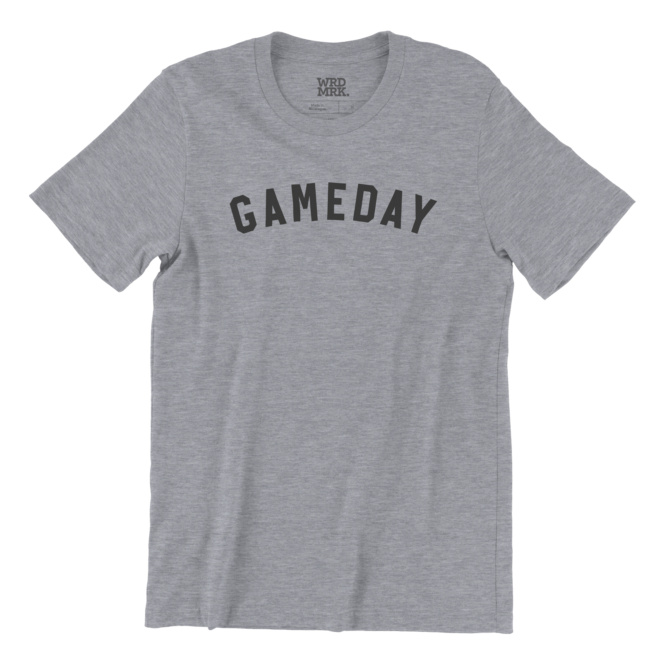 Gray t-shirt that says GAMEDAY