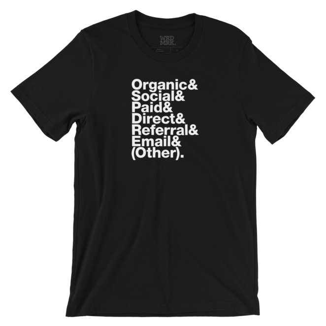 Organic & Social & Paid & Direct & Referral & Email & (Other) black t-shirt