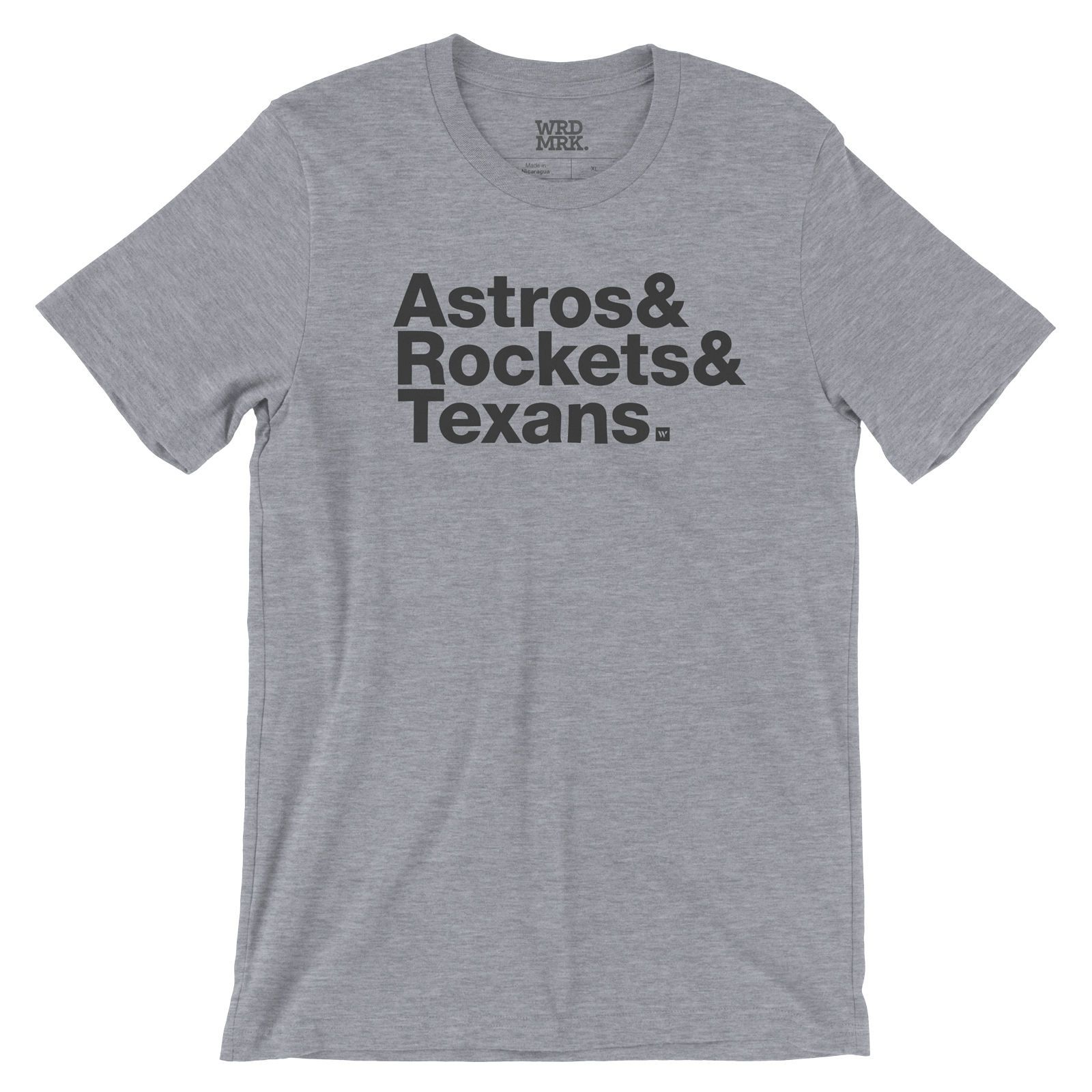 Wrdmrk Astros & Rockets & Texans T-Shirt - Houston Sports Teams - Ampersand Helvetica (Gray Heather, XL)