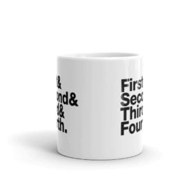 Ampersand Helvetica white 11oz mug front