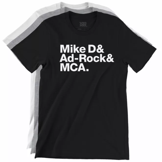 Mike D& Ad-Rock& MCA. t-shirts in three color variations