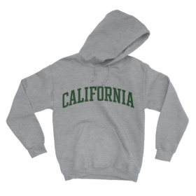 California hoodie green print on heather gray
