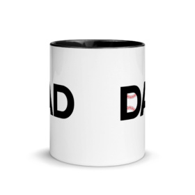 Baseball DAD white mug with black handle 11oz front view