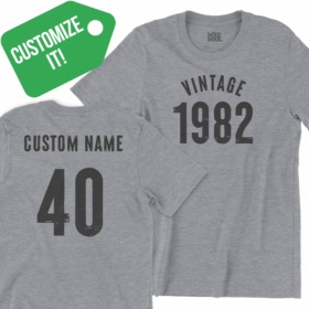 Customize It! front and back of vintage 1982 custom name 40 t-shirts