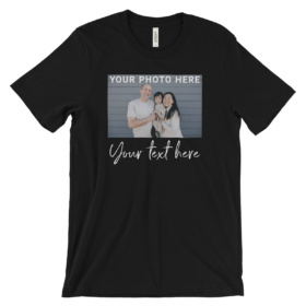 Black t-shirt with custom family photo and text