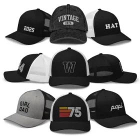 Example of nine hats available for sale at wrdmrk