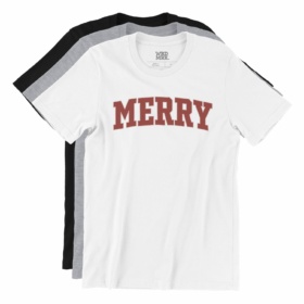 MERRY t-shirt three color variations