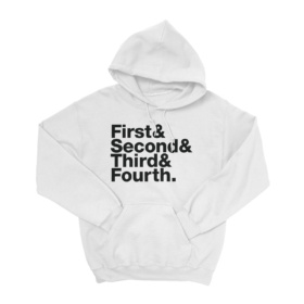 Ampersand Helvetica hoodie white front