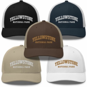 Yellowstone National Park trucker hats. Five color variations.